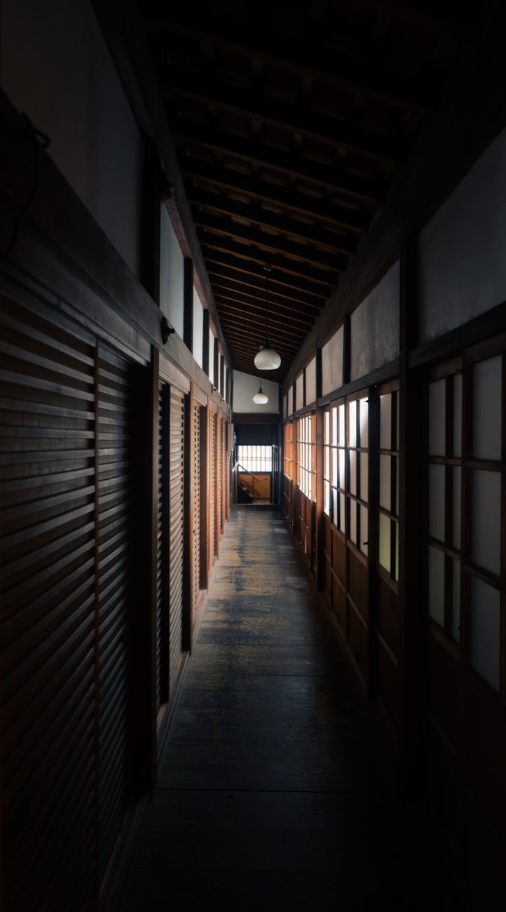 Quiet Japanese ryokan veranda in morning light